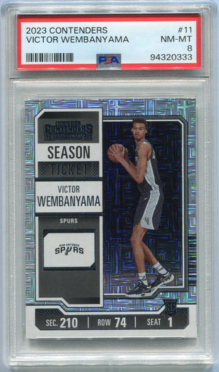 Victor Wembanyama 2023 - 2024 Panini Contenders Season Ticket MOJO Parallel RC #11 PSA Graded 8