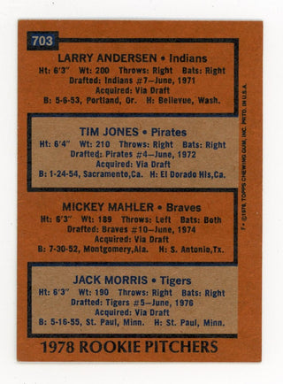 Jack Morris Autographed 1978 Topps Rookie Pitchers Card