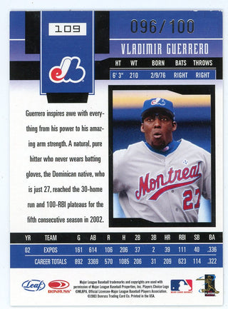 Vladimir Guerrero 2003 Leaf Certified Expos #109