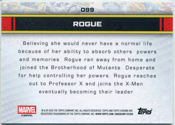 Rogue 2026 Topps Chrome Marvel Studios Yellow Refractor Card #099 27/275