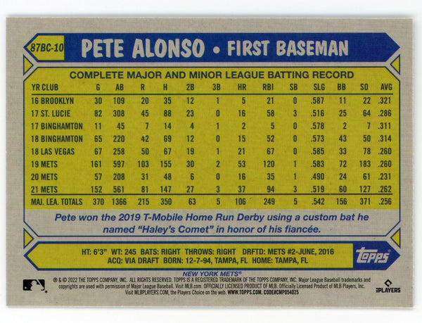 Pete Alonso 2022 Topps Chrome Gold 35th Anniversary # 87BC-10 Card