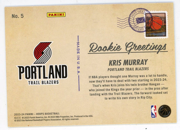 Kris Murray 2023 Panini Hoops Rookie Card #5
