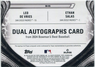 Leo De Vries/Ethan Salas 2024 Bowman's Best Dual Autographed Card #DA-DS 75/75