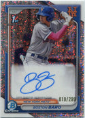 Boston Baro 2024 Bowman Chrome Autographed Speckle Refractor RC #CPA-BBA 19/299