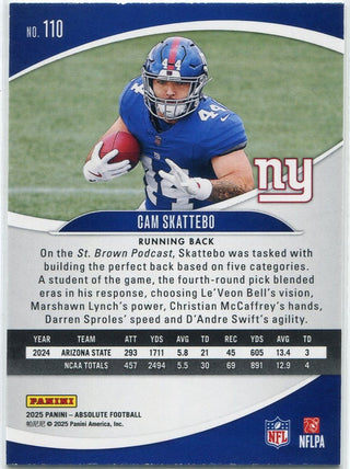 Cam Skattebo 2025 Panini Absolute RC #110