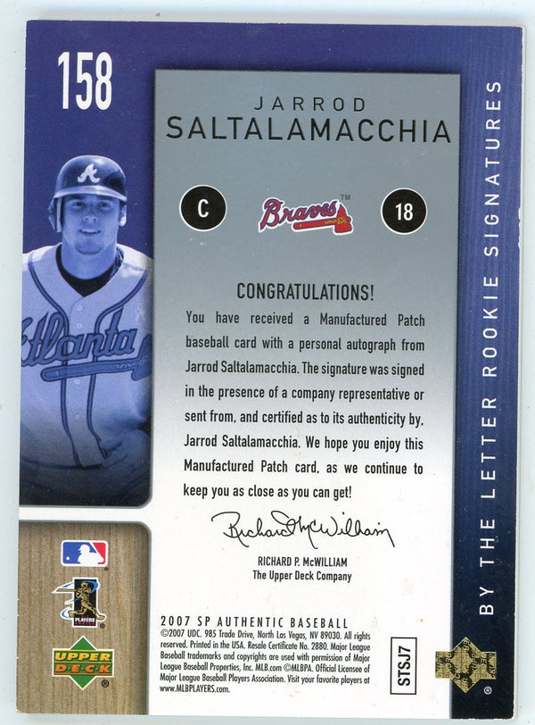 Jarrod Saltalamacchia Autographed 2007 Upper Deck By The Letter Rookie Card Patch Relic #158