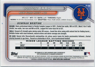 Boston Baro 2024 Bowman Chrome Autographed Speckle Refractor RC #CPA-BBA 19/299