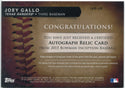 Joey Gallo Autographed 2015 Bowman Inception Jersey Card #1AR-JG 39/99