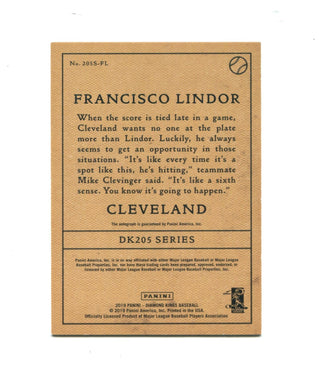 Francisco Lindor 2019 Panini Autographed #205S-FL Card