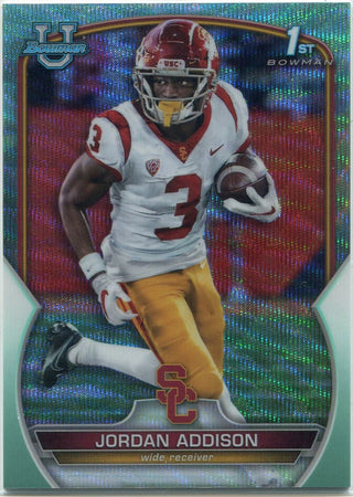 Jordan Addison 2022 Bowman Chrome University Aqua Wave Refractor RC #36 219/299