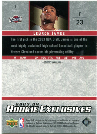 Lebron James 2004 Upper Deck Rookie Exclusives #1 Card
