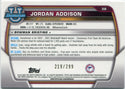 Jordan Addison 2022 Bowman Chrome University Aqua Wave Refractor RC #36 219/299