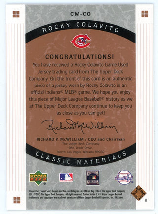 Rocky Colavito 2005 Upper Deck Sweet Spot Patch Relic #CM-CO