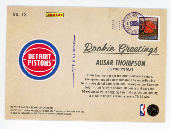 Ausar Thompson 2023-24 Panini Hoops Rookie Greetings Rookie Card