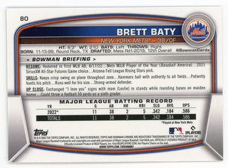 Brett Baty 2023 Topps Bowman Chrome #80 Card