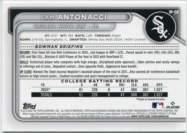 Sam Antonacci 2024 Bowman Draft RC #BD-158