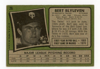 Bert Blyleven 1971 Topps #26 Card