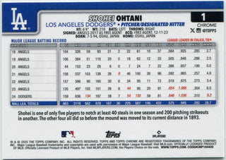 Shohei Ohtani 2025 Topps Chrome Card #1