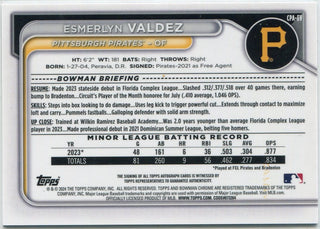 Esmerlyn Valdez 2024 Bowman Chrome Autographed Blue Lunar Refractor RC #CPA-EV 67/150