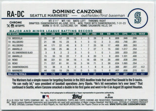 Dominic Canzone 2024 Topps Chrome Autographed RC #RA-DC
