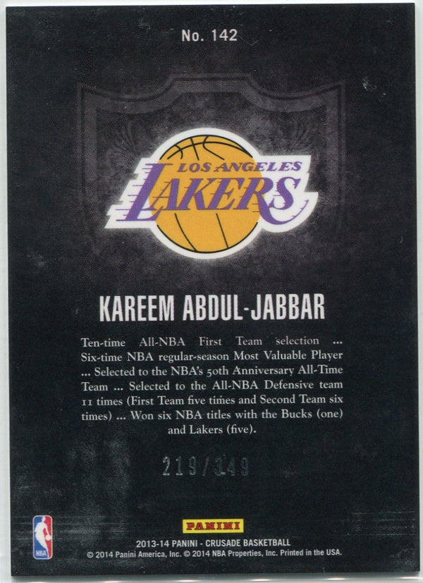 Kareem Abdul-Jabbar 2013 - 2014 Panini Crusade Red Parallel Card #142 219/349