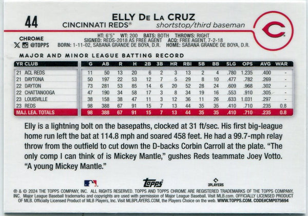 Elly De La Cruz 2024 Topps Chrome RC #44