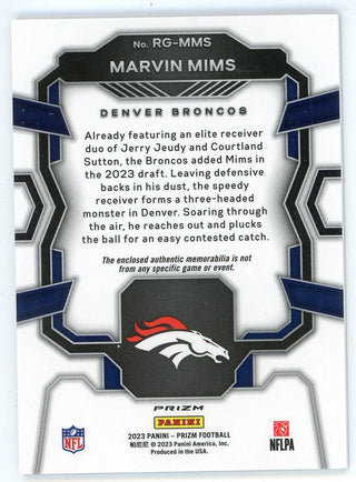Marvin Mims 2023 Panini Prizm Rookie Gear Patch Relic #RG-MMS