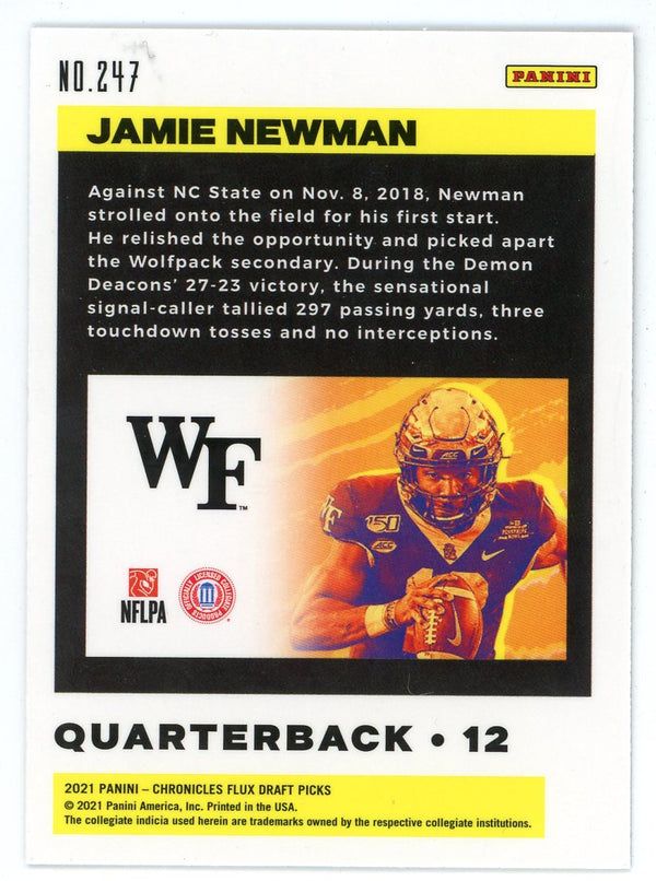 Jamie Newman 2021 Panini Chronicles Flux Draft Picks Rookie Card #247