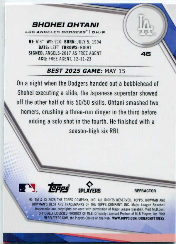 Shohei Ohtani 2025 Bowman's Best Refractor Card #46