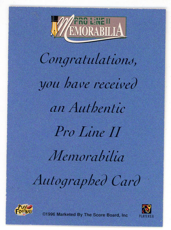 Eric Moulds Autographed 1996 Pro Line Memorabilia Rookie