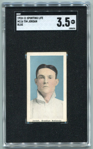 Tim Jordan 1910 - 1911 Sporting Life Blue Variation Tobacco Card #M116 SGC Graded 3.5