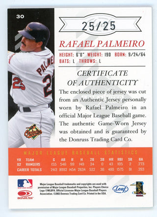 Rafeal Palmeiro 2003 Leaf Limited Threads Patch Relic #30