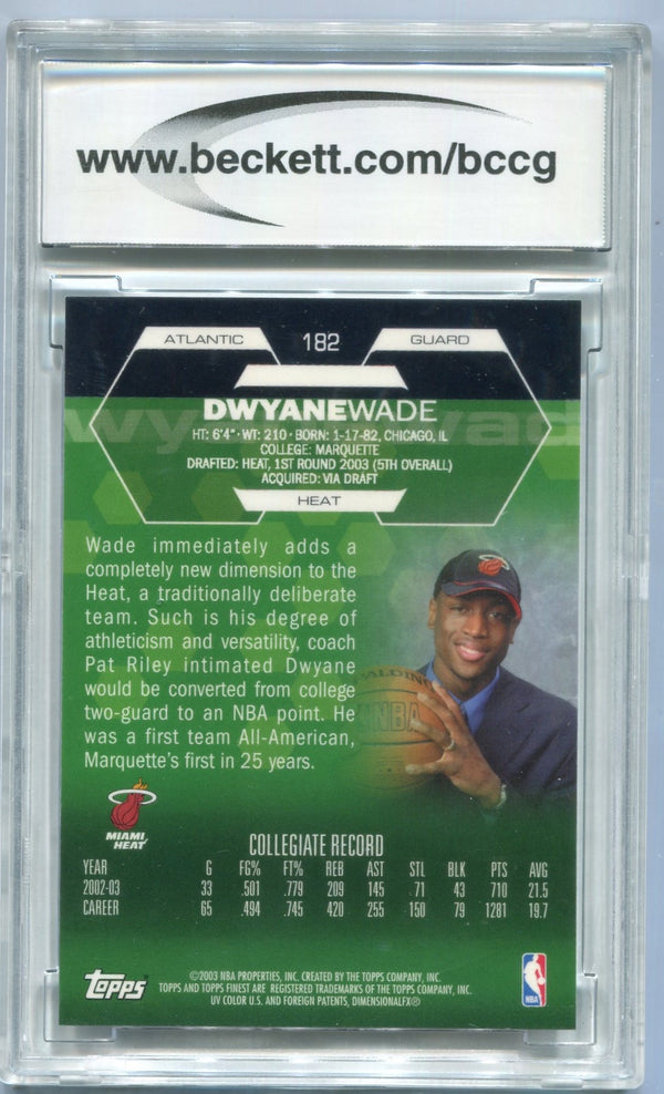 Dwyane Wade 2003 Topps Finest Rookie Card #182 (Beckett 10)