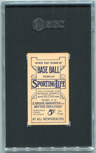 Tim Jordan 1910 - 1911 Sporting Life Blue Variation Tobacco Card #M116 SGC Graded 3.5