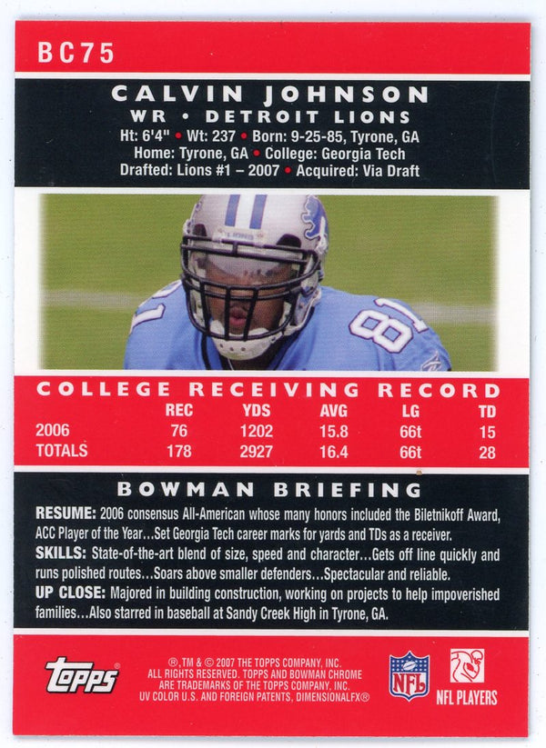 Calvin Johnson 2007 Bowman Chrome #BC75