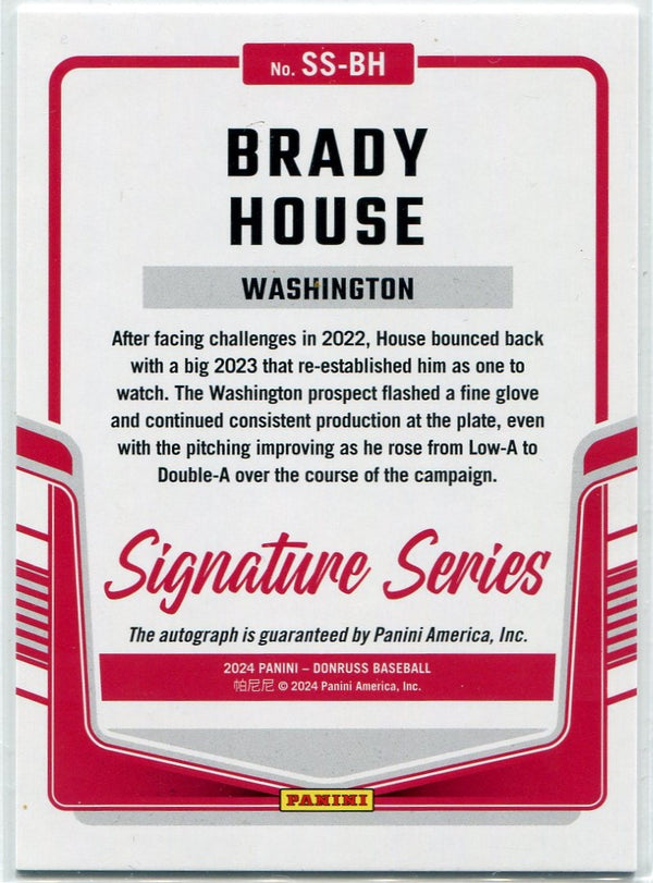 Brady House 2024 Panini Donruss Signature Series Autographed RC #SS-BH