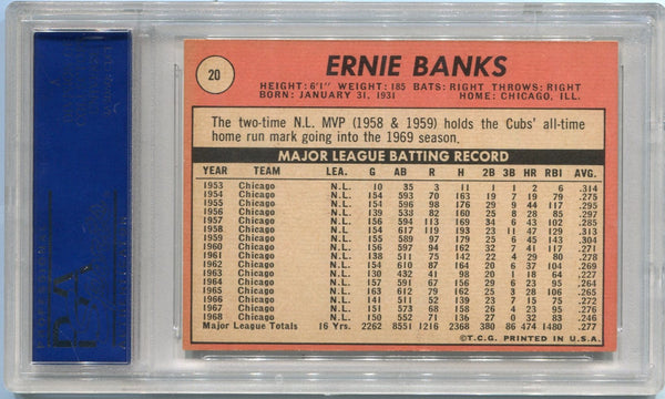 Ernie Banks 1969 Topps Card #20 PSA Graded 7