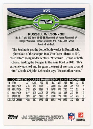 Russell Wilson 2012 Topps Rookie #165 Card