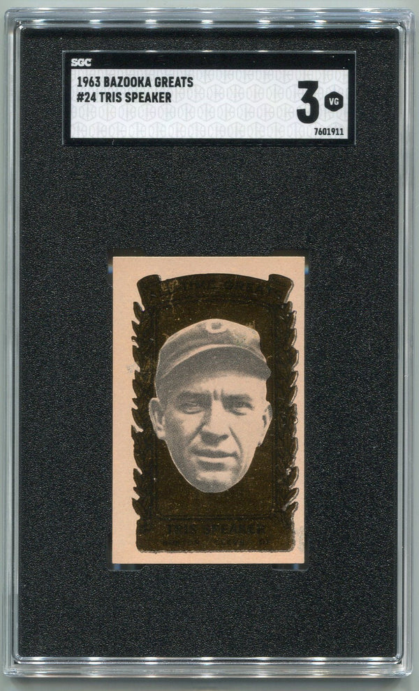 Tris Speaker 1963 Bazooka Greats Card #24 SGC Graded 3