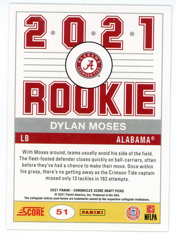 Dylan Moses 2021 Panini Chronicles Score Draft Picks Card #51