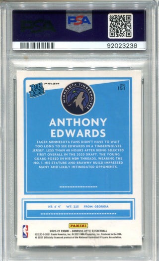 Anthony Edwards Panini Donruss Optic Fanatics Box Set #151 PSA 9 Card