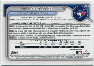 Trey Yesavage 2024 Bowman Draft Chrome RC BDC-92
