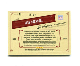 Don Drysdale 2012 Panini Timeline #18 65/99 Card