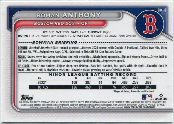 Roman Anthony 2024 Bowman Chrome Card #BDC-19