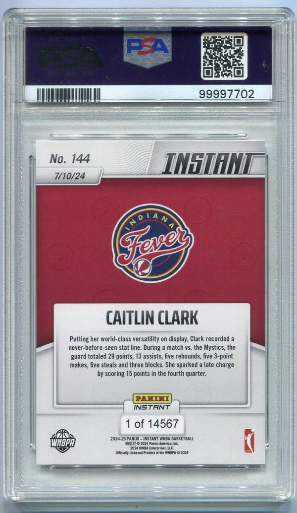 Caitlin Clark 2024 - 2025 Panini Instant RC #144 PSA Graded 10