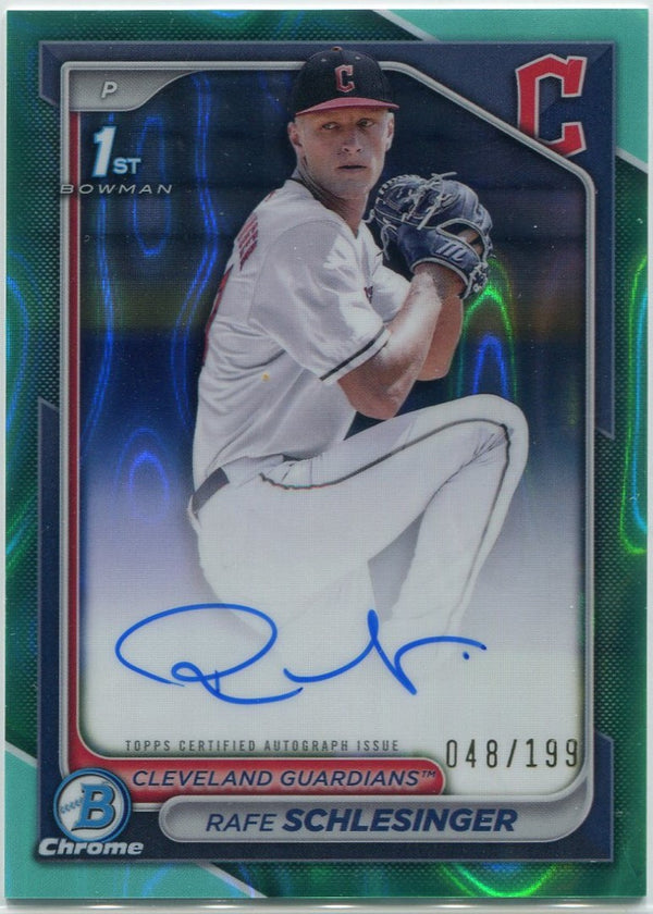 Rafe Schlesinger 2024 Bowman Chrome Autographed Aqua Lava Refractor RC #CPA-RSC 48/199