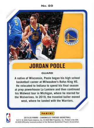 Jordan Poole Panini Threads 2020