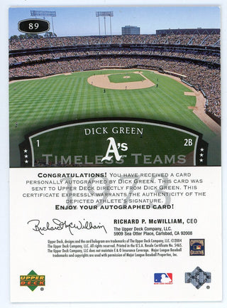 Dick Green 2004 Upper Deck Autographed Timeless Teams #89