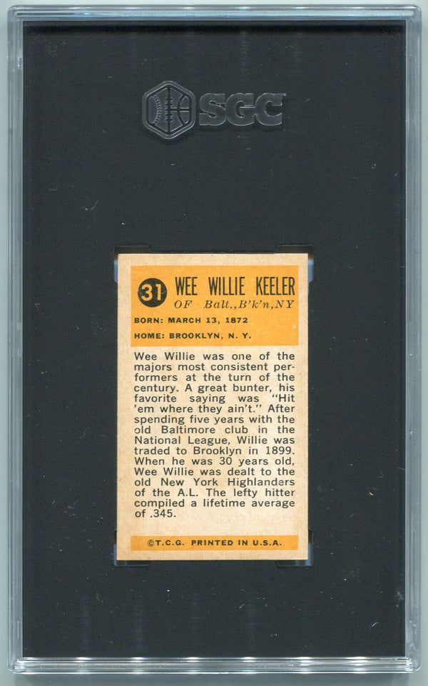 Wee Willie Keeler 1963 Bazooka Greats Card #31 SGC Graded 5