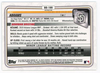 Cj Abrams 2020 Topps Bowman Chrome #BD-189 Card